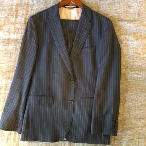 Brooks Brother Red fleece slim pinstripe suit blue